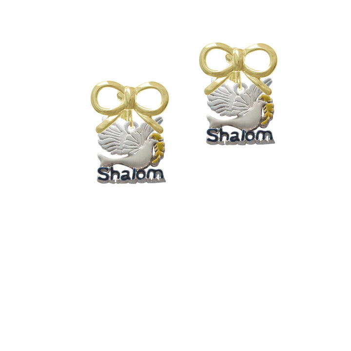 Shalom with Dove Crystal Clip On Earrings Image 10