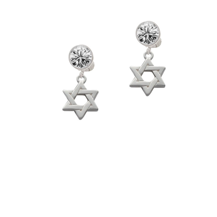 Star Of David Crystal Clip On Earrings Image 2