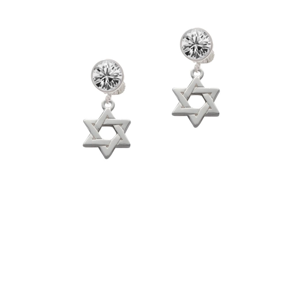 Star Of David Crystal Clip On Earrings Image 1