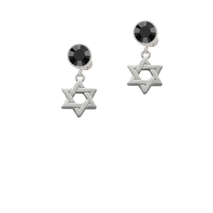 Star Of David Crystal Clip On Earrings Image 3