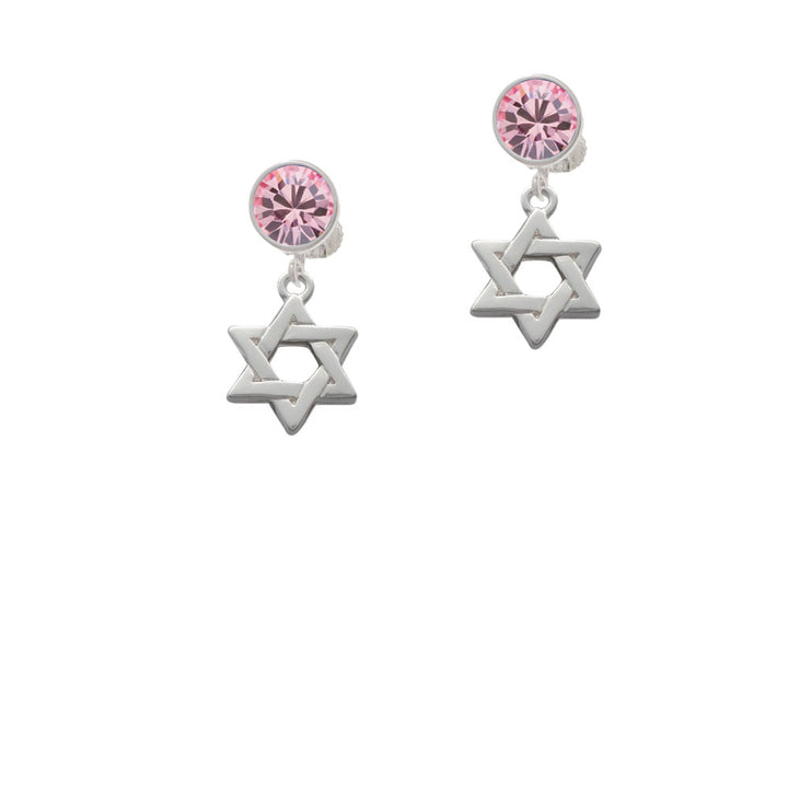 Star Of David Crystal Clip On Earrings Image 4