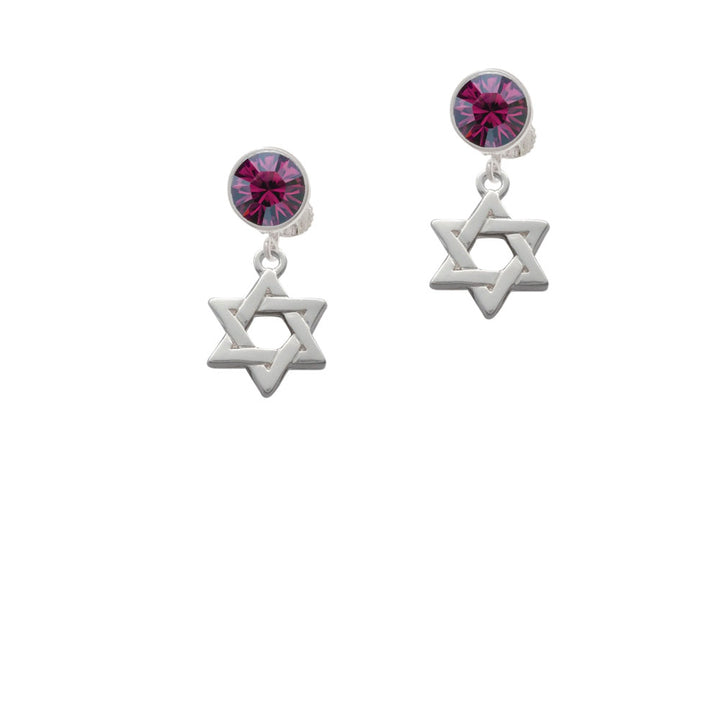 Star Of David Crystal Clip On Earrings Image 8