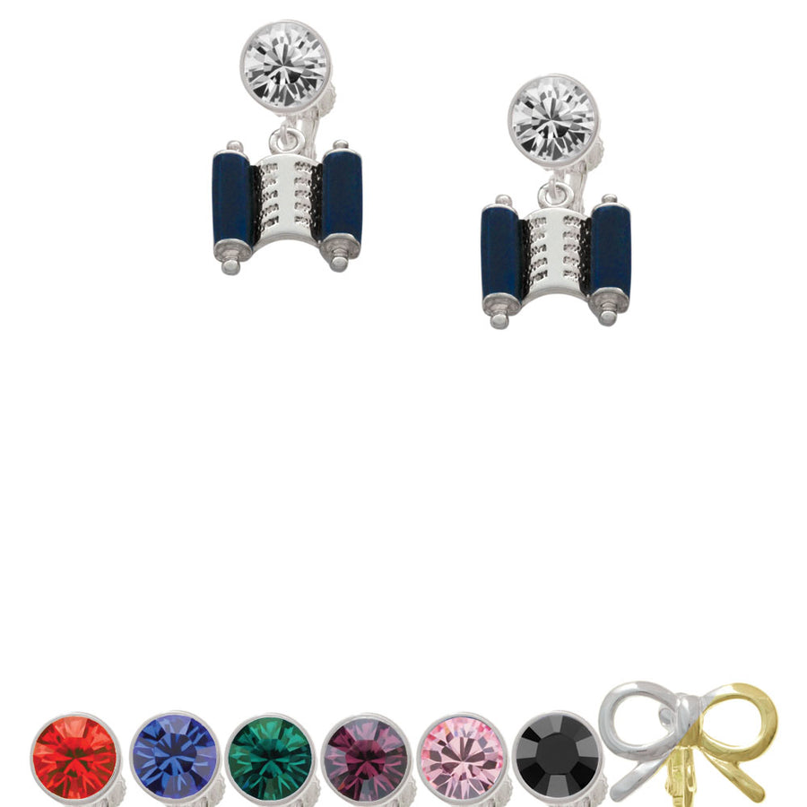 Blue Torah Scroll Crystal Clip On Earrings Image 1