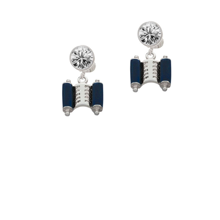 Blue Torah Scroll Crystal Clip On Earrings Image 2