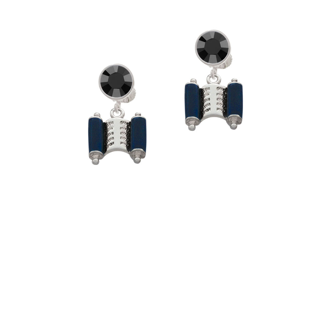 Blue Torah Scroll Crystal Clip On Earrings Image 3