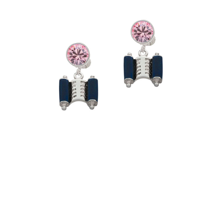 Blue Torah Scroll Crystal Clip On Earrings Image 4