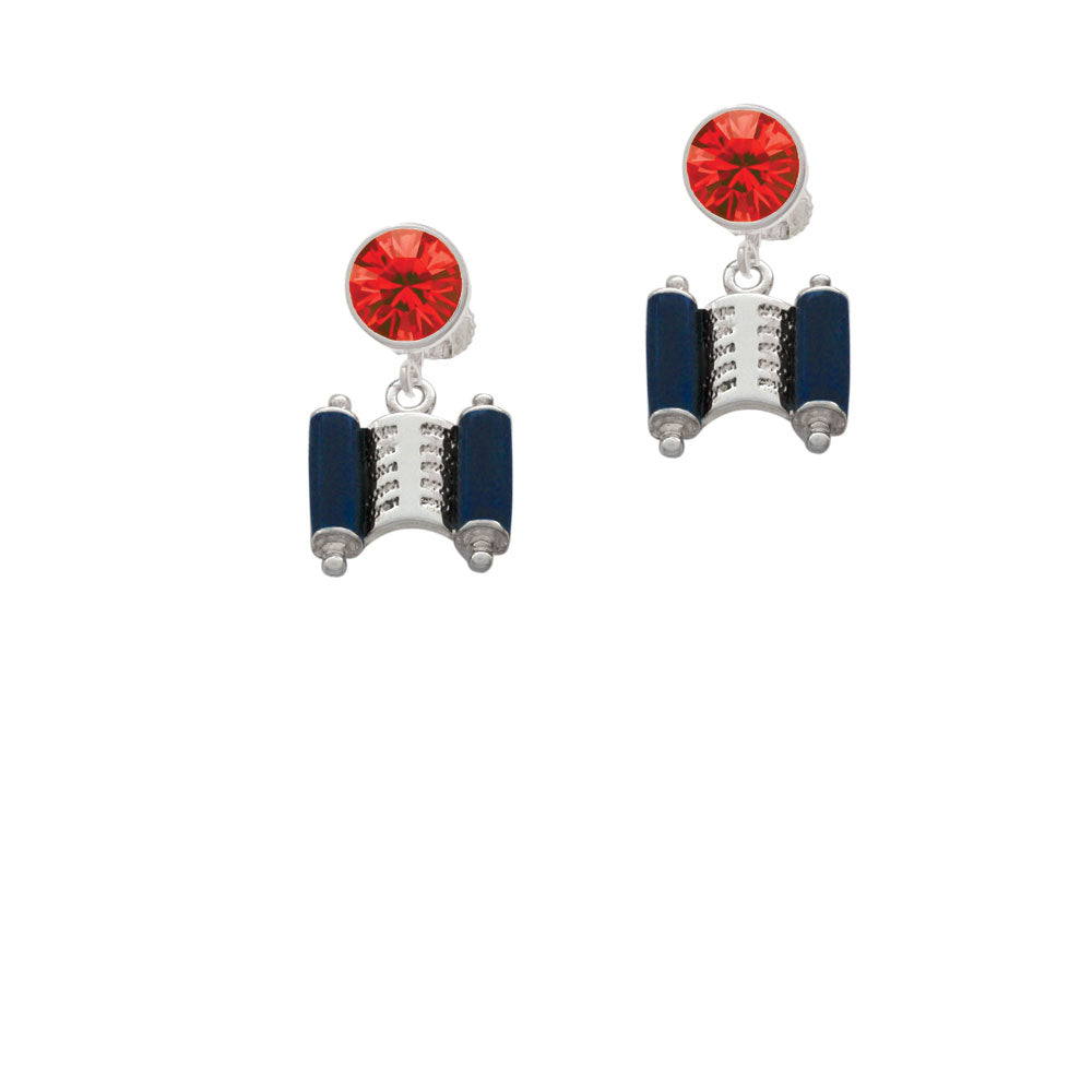 Blue Torah Scroll Crystal Clip On Earrings Image 4