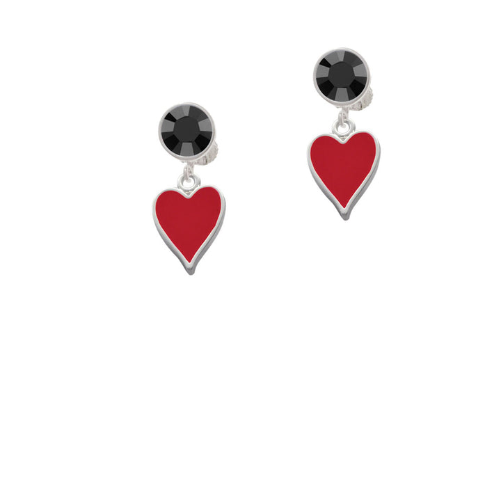 Card Suit - Heart Crystal Clip On Earrings Image 3