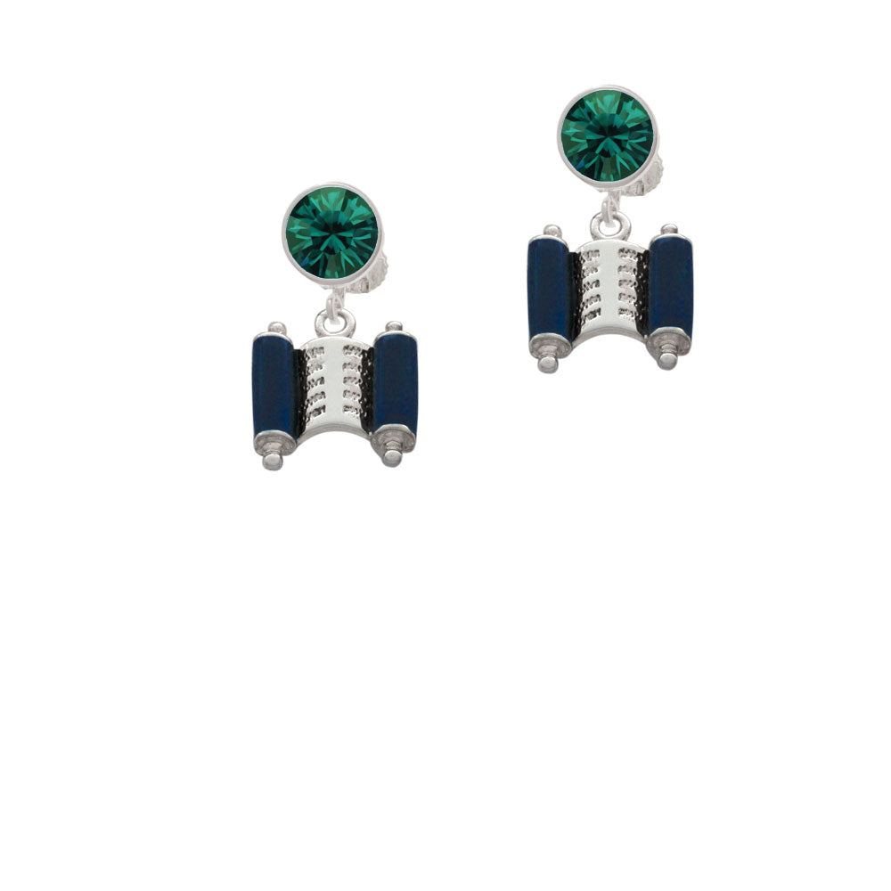 Blue Torah Scroll Crystal Clip On Earrings Image 6