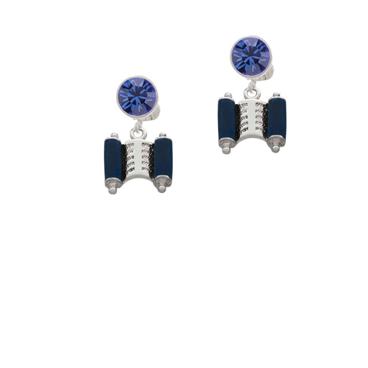 Blue Torah Scroll Crystal Clip On Earrings Image 7