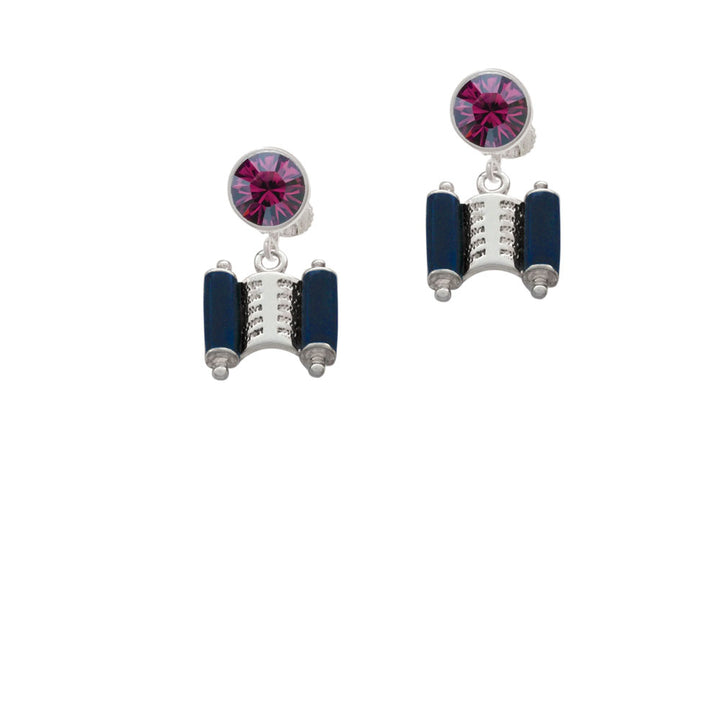 Blue Torah Scroll Crystal Clip On Earrings Image 8