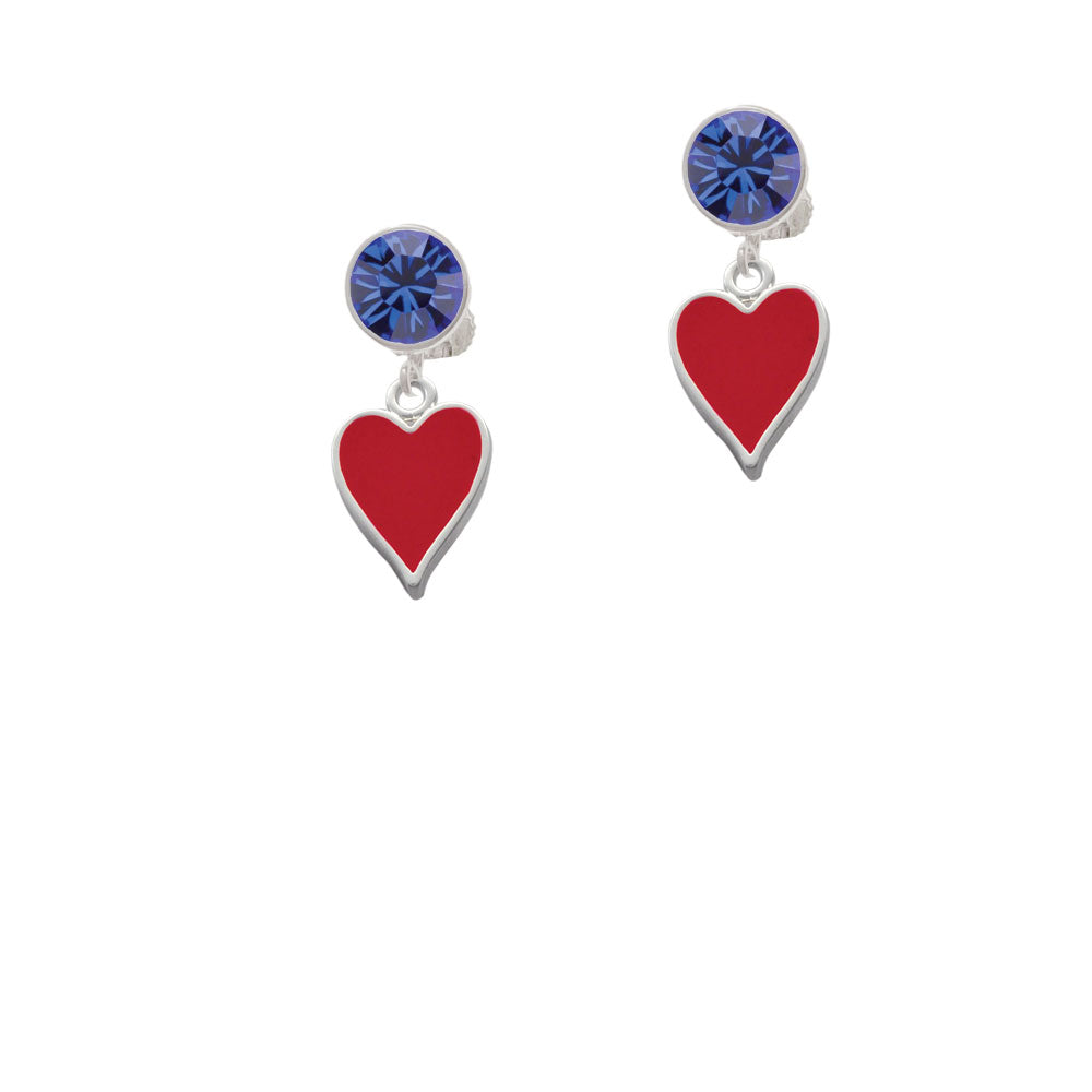 Card Suit - Heart Crystal Clip On Earrings Image 7