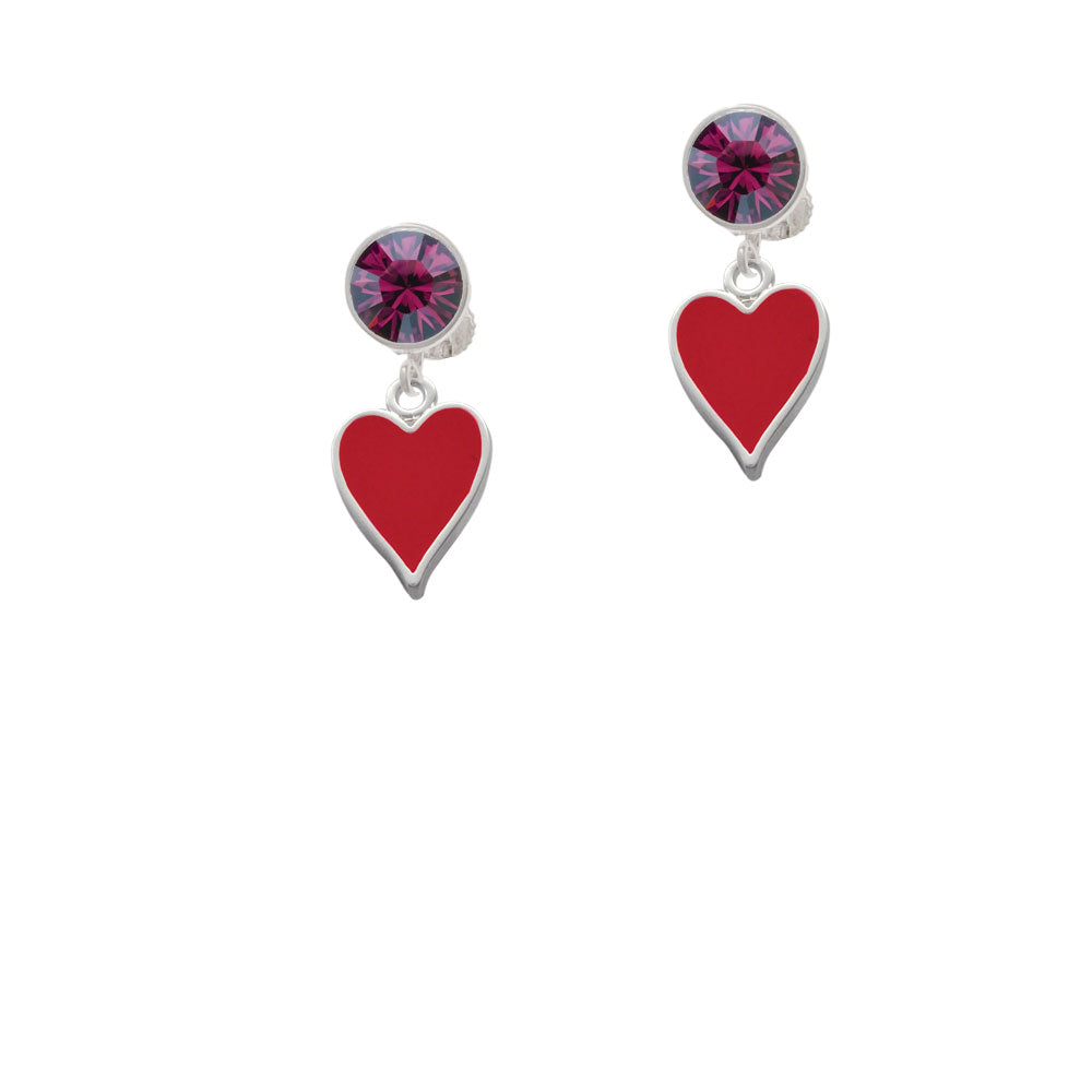 Card Suit - Heart Crystal Clip On Earrings Image 8