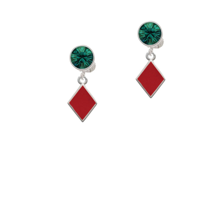 Card Suit - Diamond Crystal Clip On Earrings Image 6