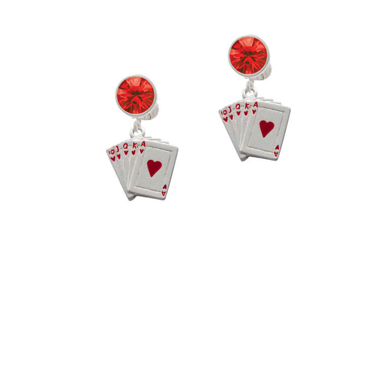 Card Hand - Hearts Crystal Clip On Earrings Image 4