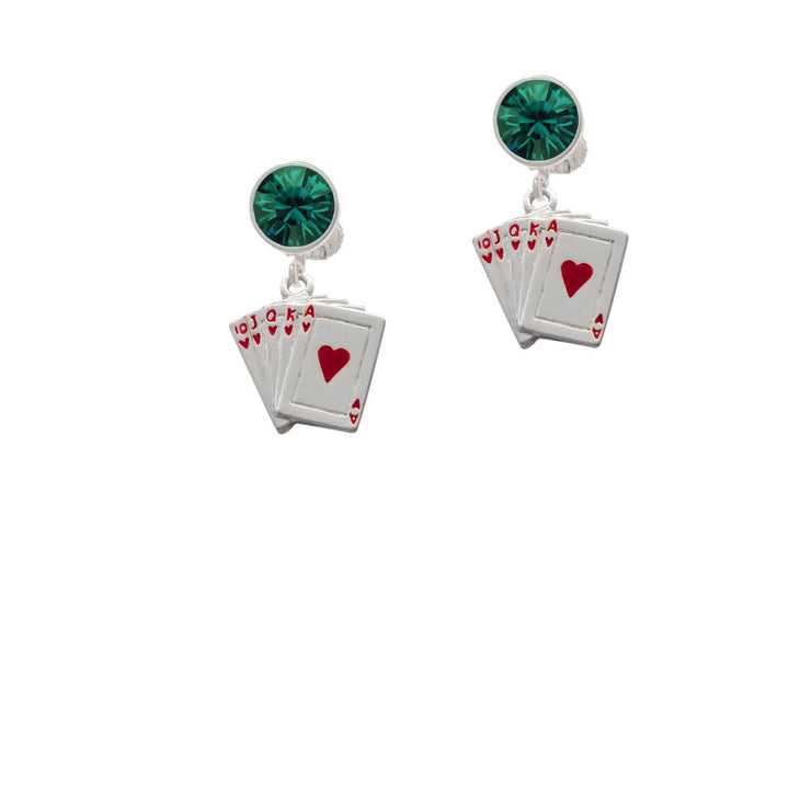 Card Hand - Hearts Crystal Clip On Earrings Image 6