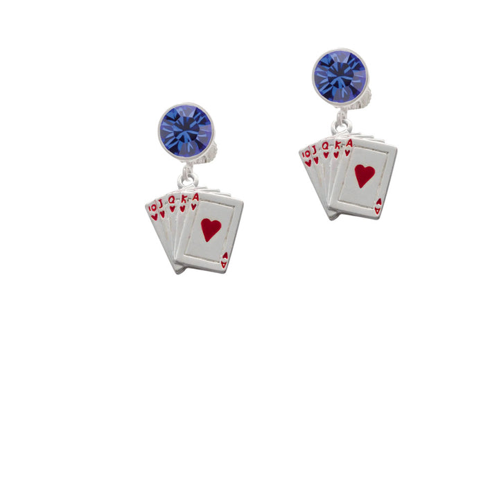 Card Hand - Hearts Crystal Clip On Earrings Image 7