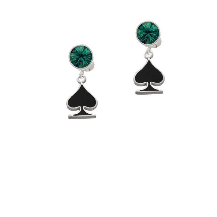 Card Suit - Spade Crystal Clip On Earrings Image 6