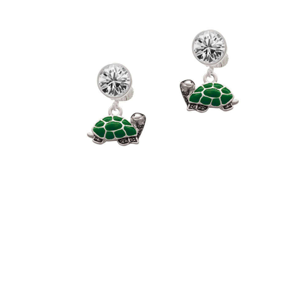 Turtle - Side Crystal Clip On Earrings Image 2