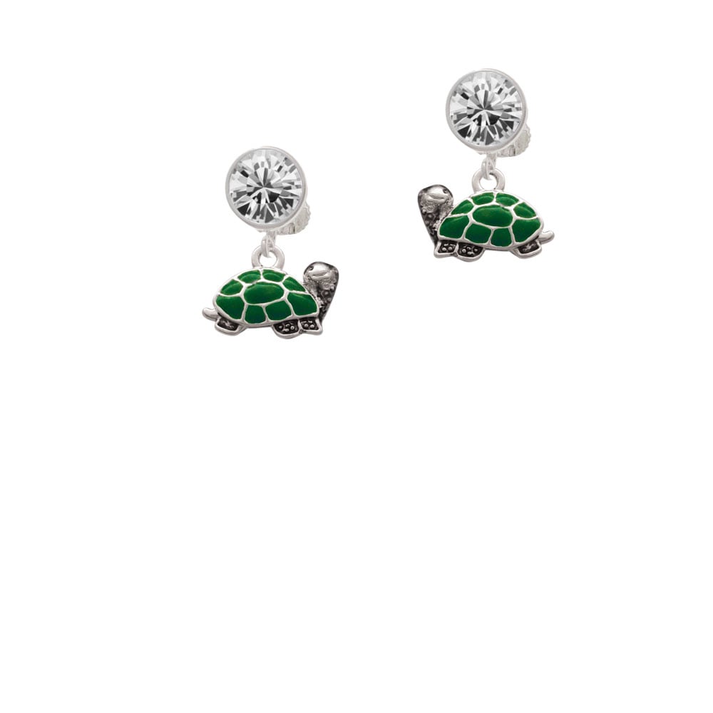 Turtle - Side Crystal Clip On Earrings Image 1