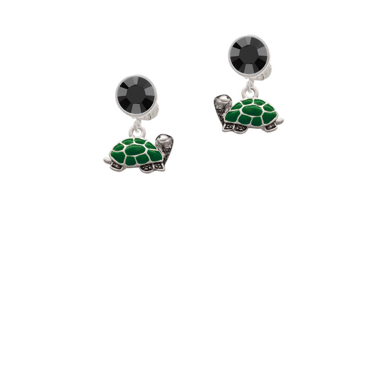 Turtle - Side Crystal Clip On Earrings Image 3