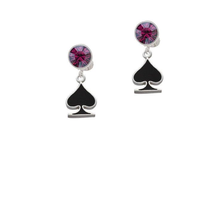 Card Suit - Spade Crystal Clip On Earrings Image 8