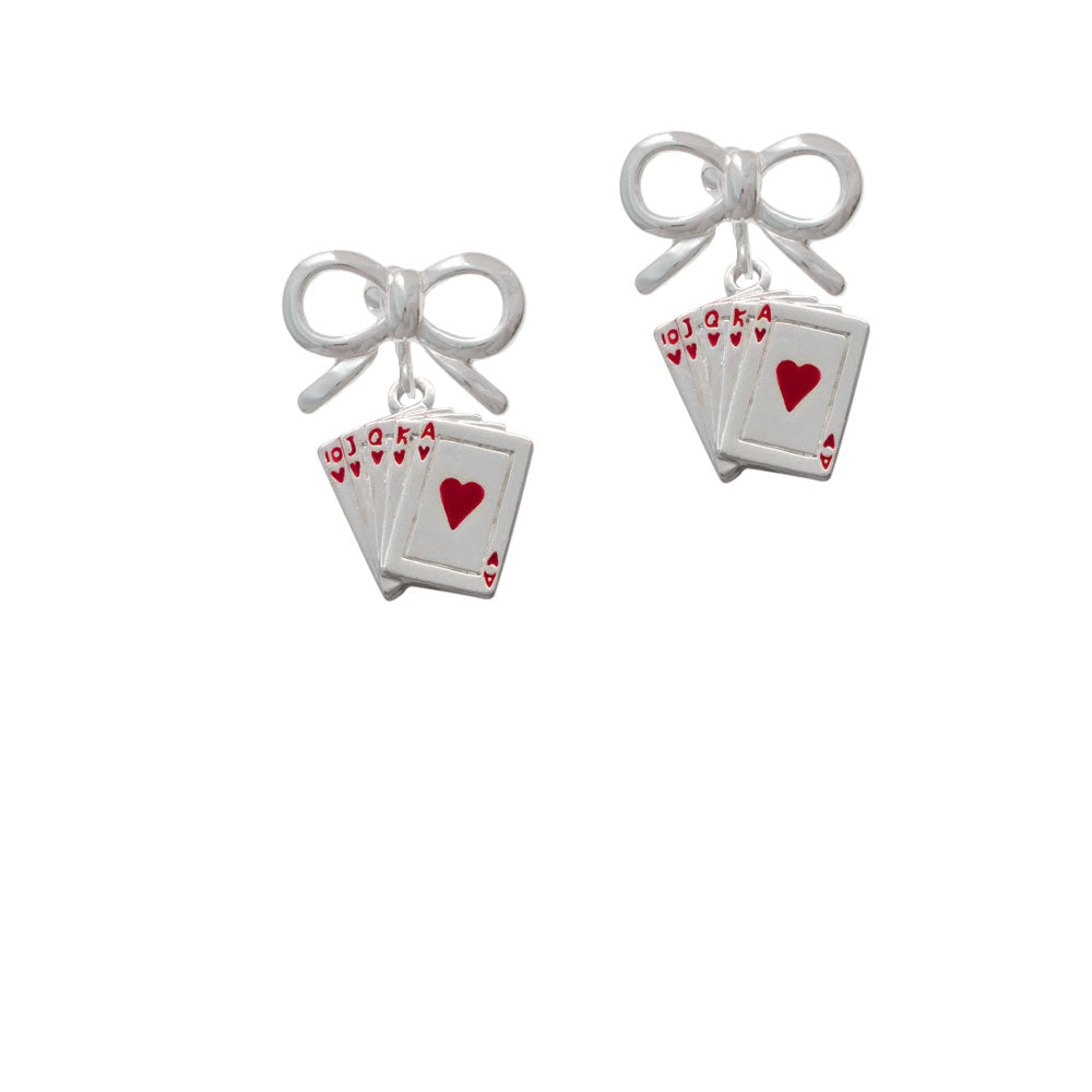 Card Hand - Hearts Crystal Clip On Earrings Image 9