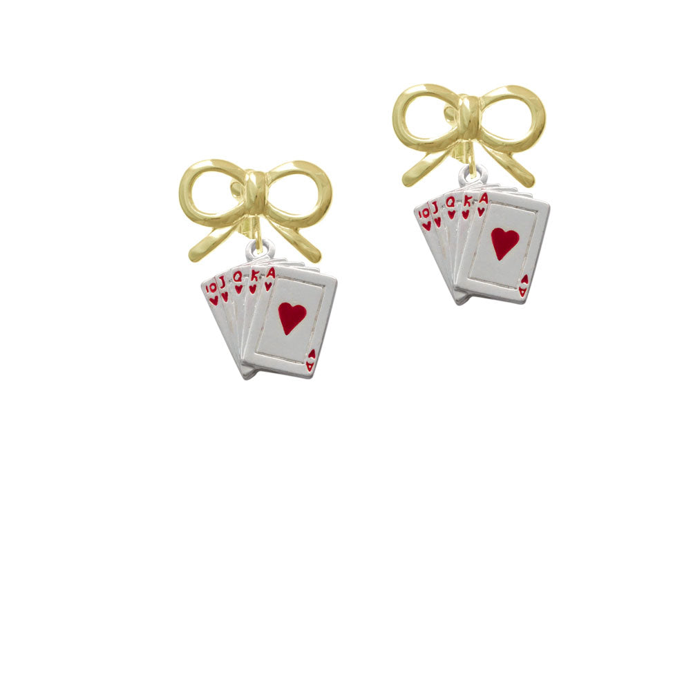 Card Hand - Hearts Crystal Clip On Earrings Image 10