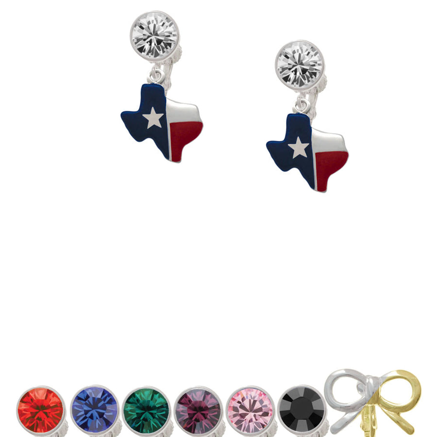 Red and Blue Texas Crystal Clip On Earrings Image 1