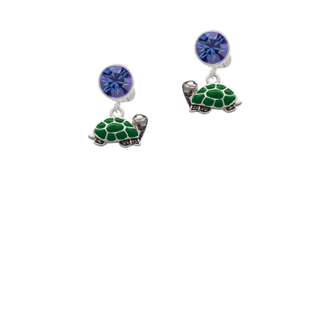 Turtle - Side Crystal Clip On Earrings Image 1