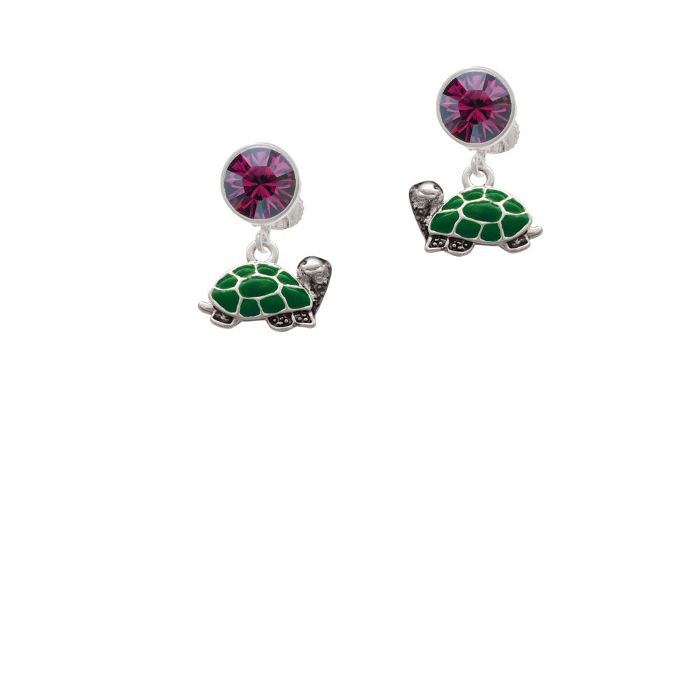 Turtle - Side Crystal Clip On Earrings Image 8