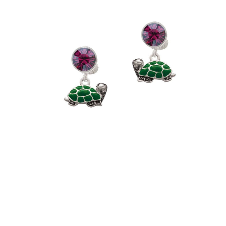 Turtle - Side Crystal Clip On Earrings Image 1