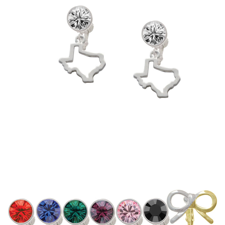 Texas Outline Crystal Clip On Earrings Image 1