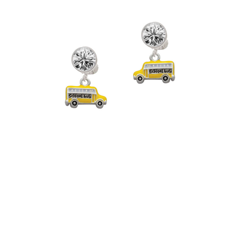 School Bus - Side Crystal Clip On Earrings Image 2