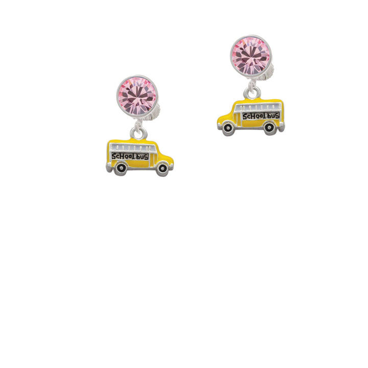 School Bus - Side Crystal Clip On Earrings Image 4