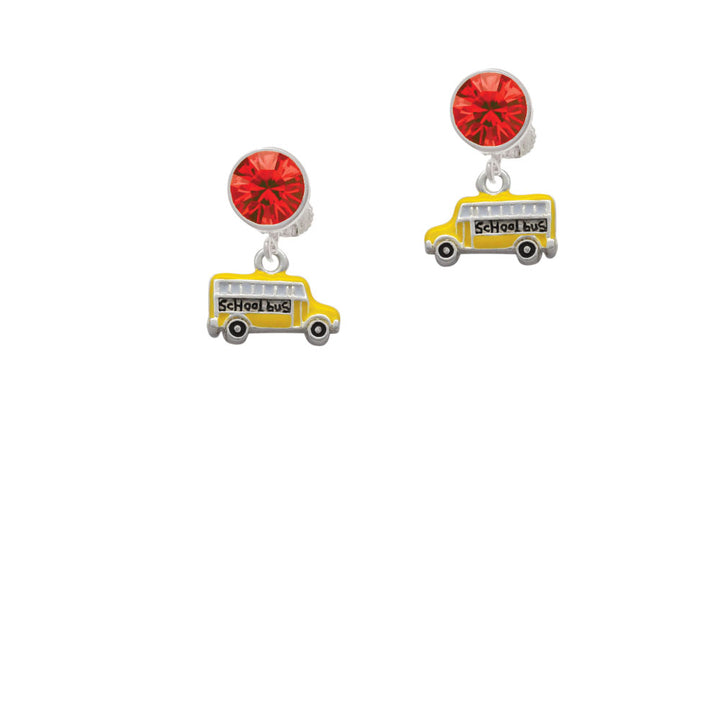 School Bus - Side Crystal Clip On Earrings Image 4