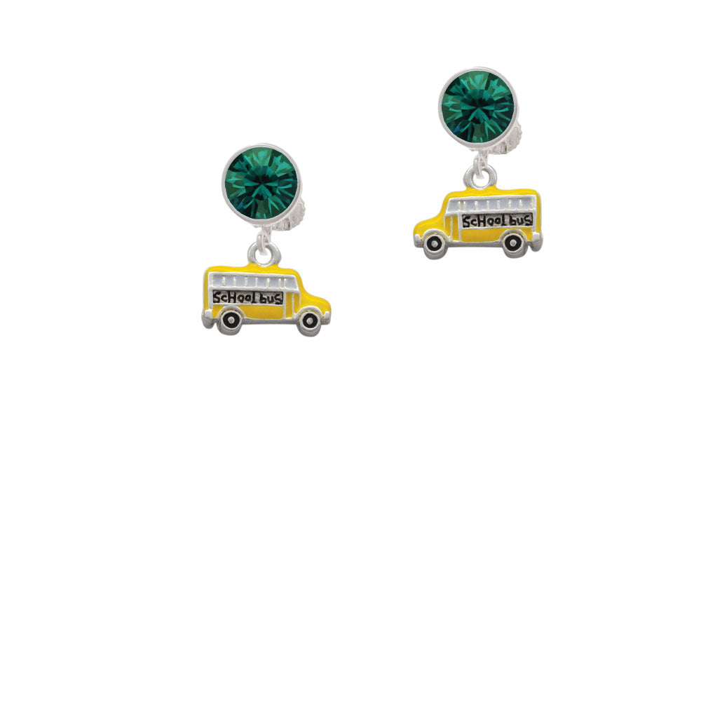 School Bus - Side Crystal Clip On Earrings Image 6