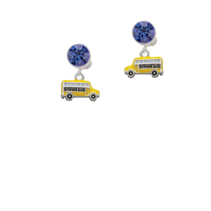 School Bus - Side Crystal Clip On Earrings Image 7