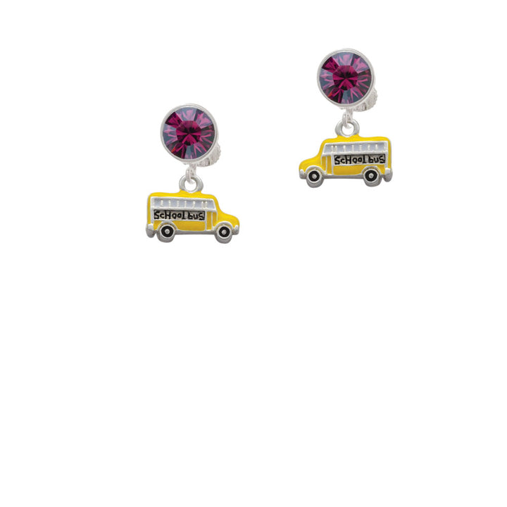 School Bus - Side Crystal Clip On Earrings Image 8