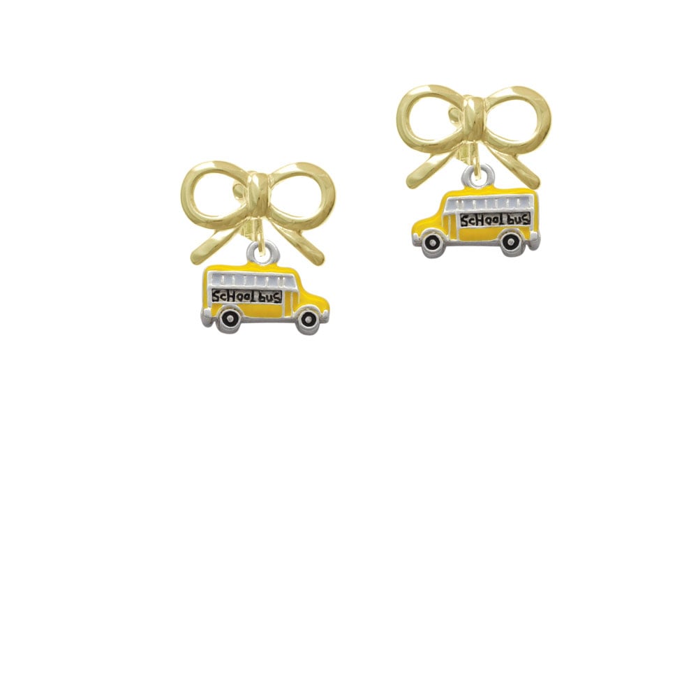 School Bus - Side Crystal Clip On Earrings Image 10