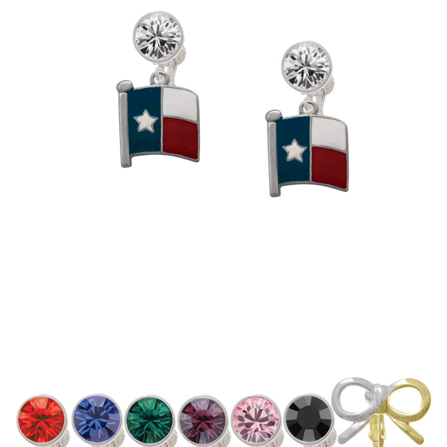 Texas Flag - Lone Star Crystal Clip On Earrings Image 1