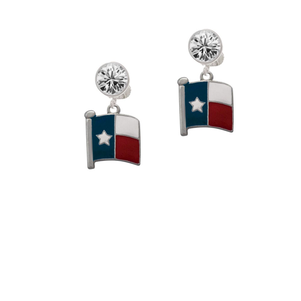 Texas Flag - Lone Star Crystal Clip On Earrings Image 1