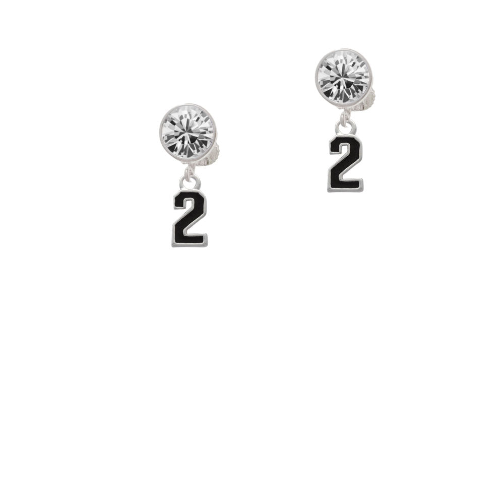 Black Number - 2 Crystal Clip On Earrings Image 2