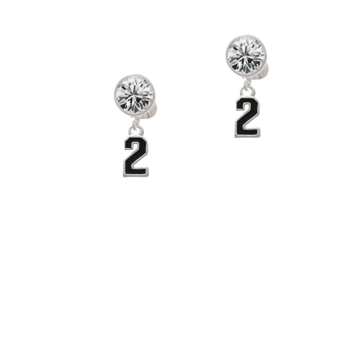 Black Number - 2 Crystal Clip On Earrings Image 1