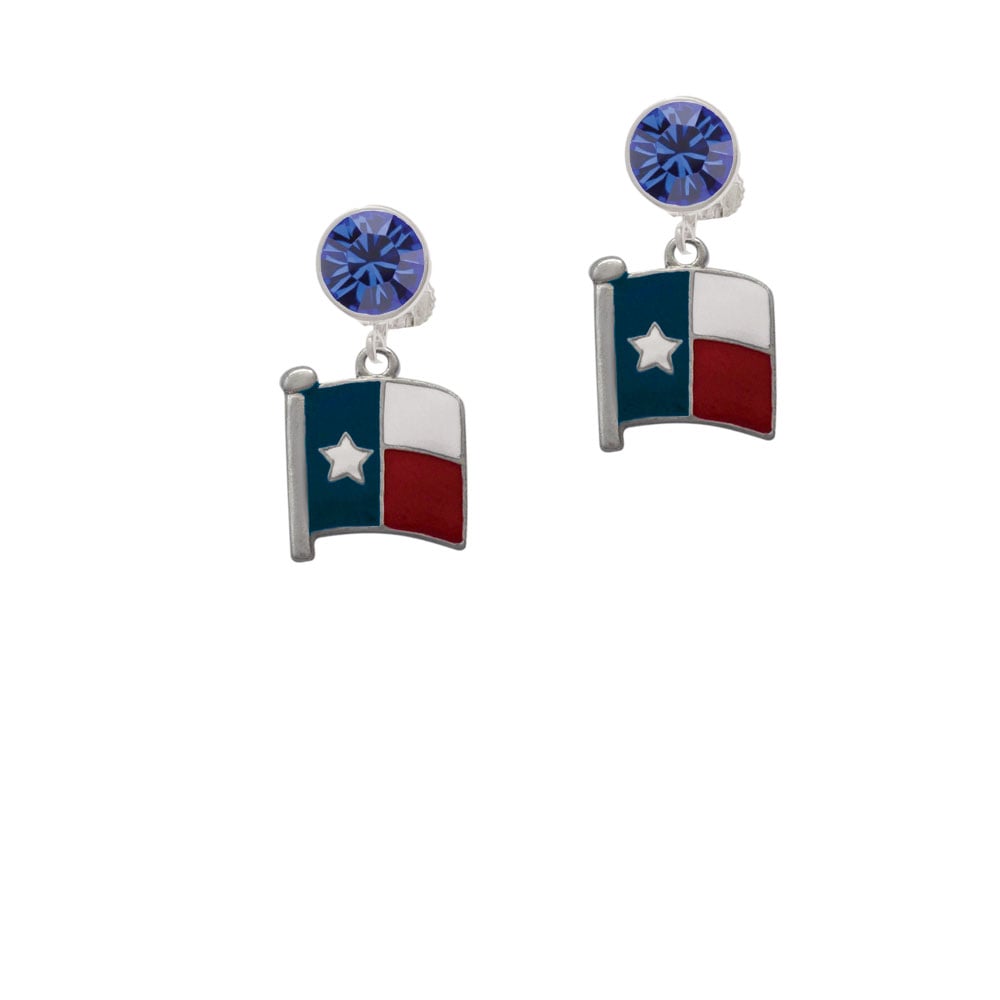 Texas Flag - Lone Star Crystal Clip On Earrings Image 1