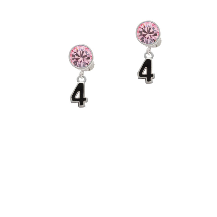 Black Number - 4 Crystal Clip On Earrings Image 4