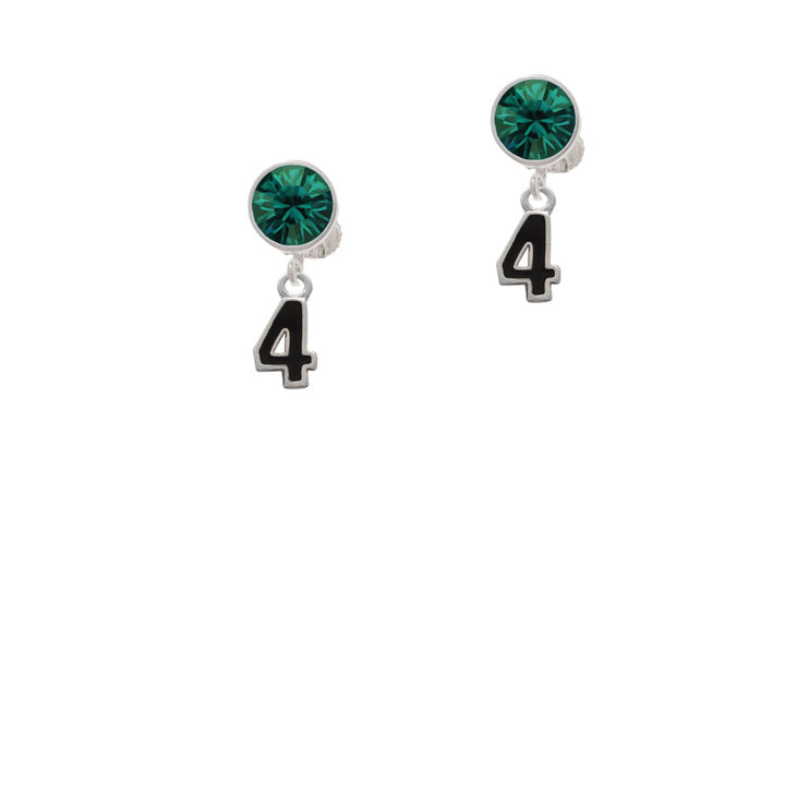 Black Number - 4 Crystal Clip On Earrings Image 6