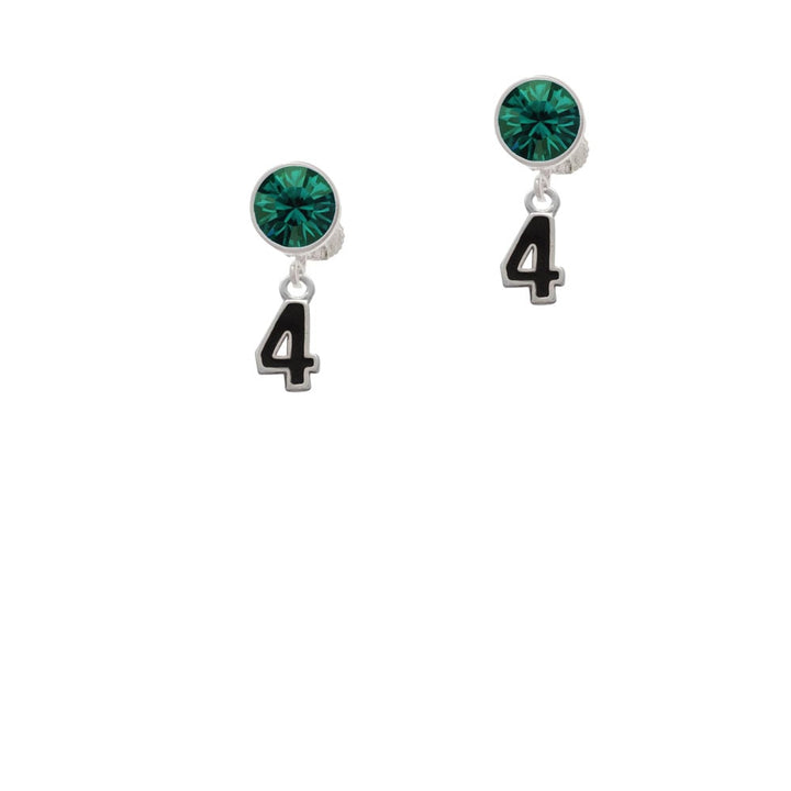 Black Number - 4 Crystal Clip On Earrings Image 1