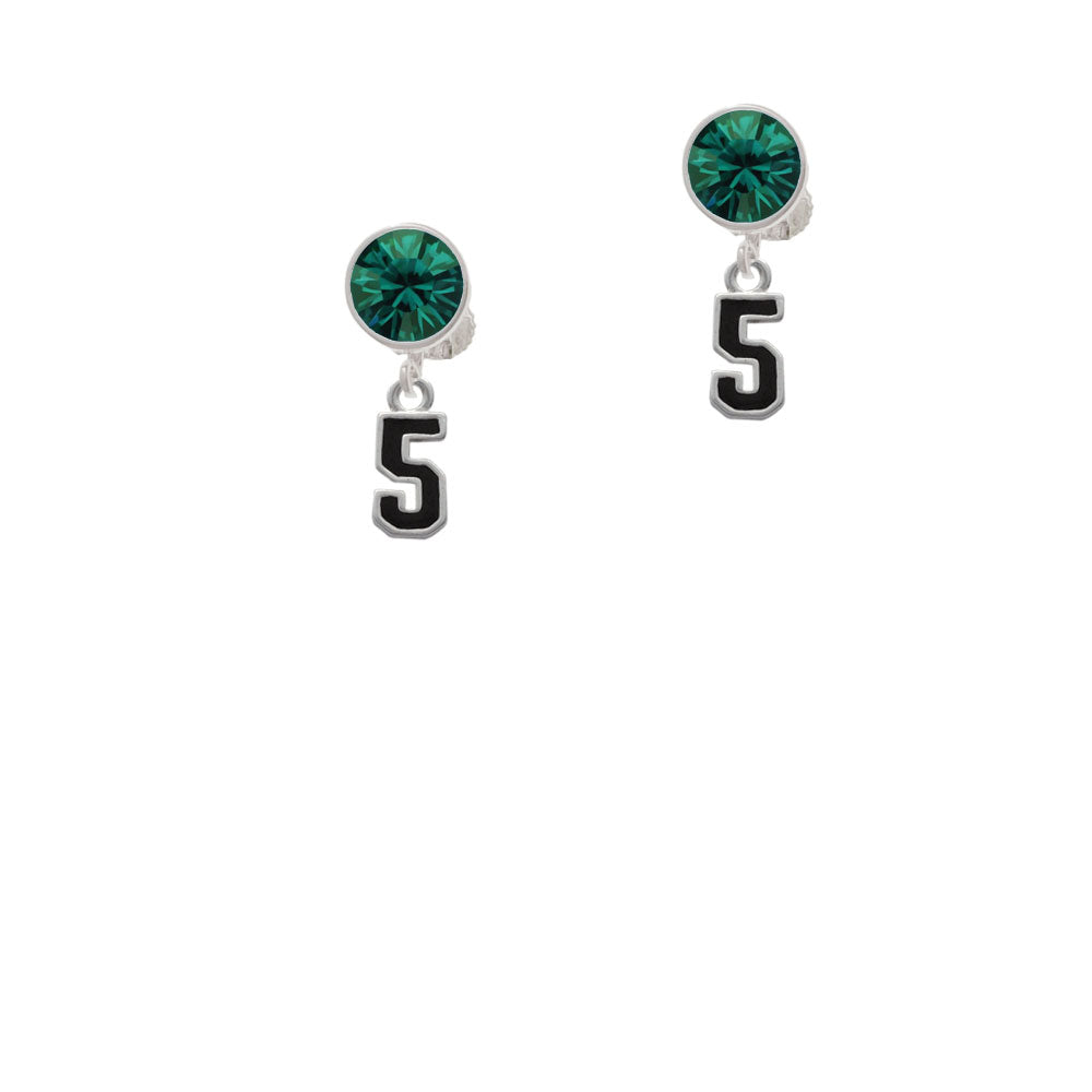 Black Number - 5 Crystal Clip On Earrings Image 6