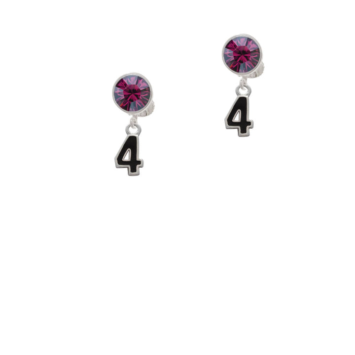 Black Number - 4 Crystal Clip On Earrings Image 8